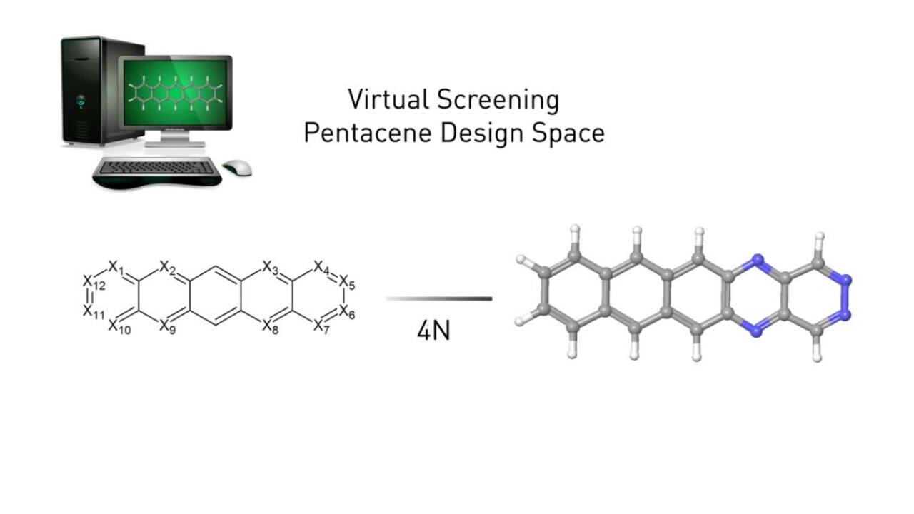 Virtual screening of electron acceptor materials for organic
