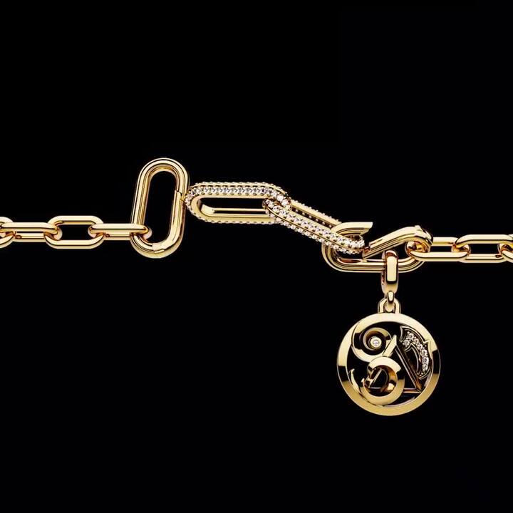 Hermes 4 Hanging Bag Charm Yellow Gold Link Bracelet