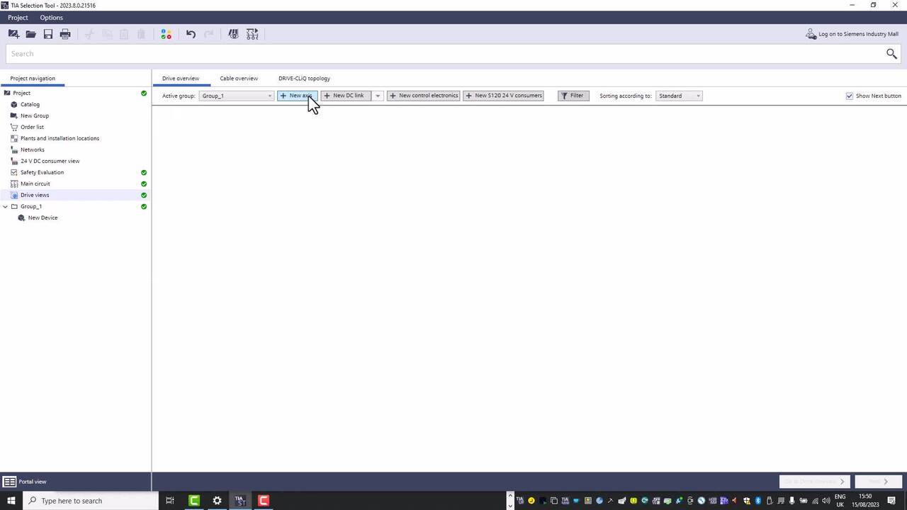 TIA Selection Tool – Drive and Motor Sizing
