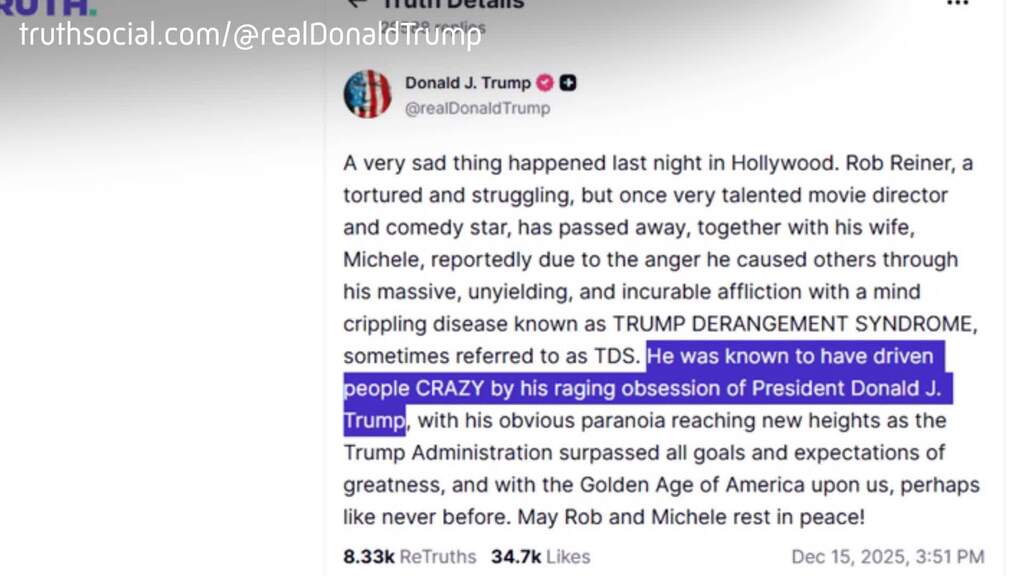 «Rasende Besessenheit» Schuld an Reiners Tod: Trump irritiert mit Kommentar