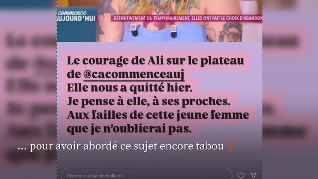 Faustine Bollaert rend un hommage bouleversant à Ali, décédée à 25 ans