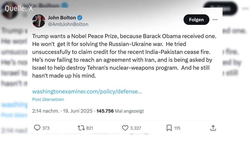 «Präsident des Friedens»: Trump strebt nach Nobelpreis