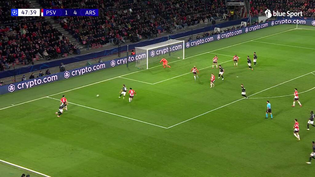 48 Minute: Trossard markiert das 5:1 für Arsenal