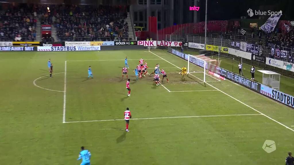 93. Minute: Winterthur – Lugano 2:3 Tor durch Koutsias 