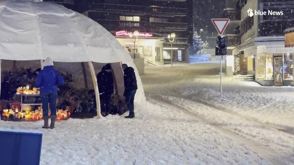 Crans-Montana am Abend vor der Trauerfeier
