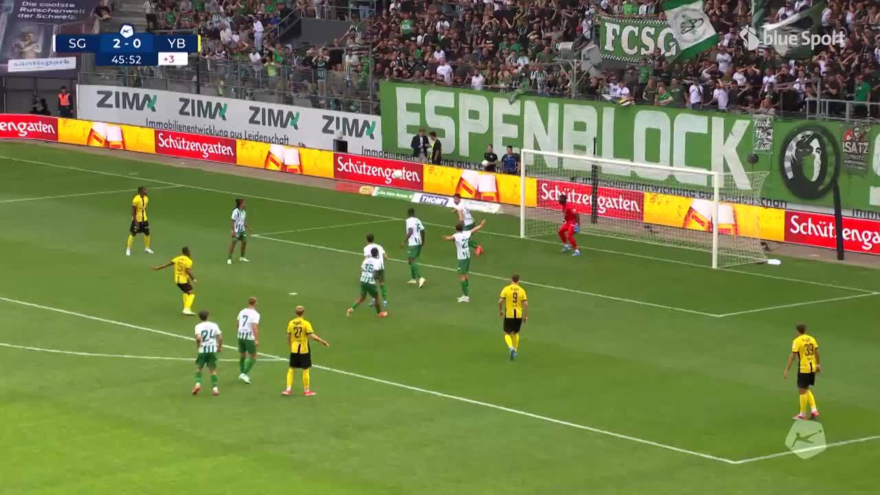 45+1. Minute: YB Pfostenschuss durch Elia