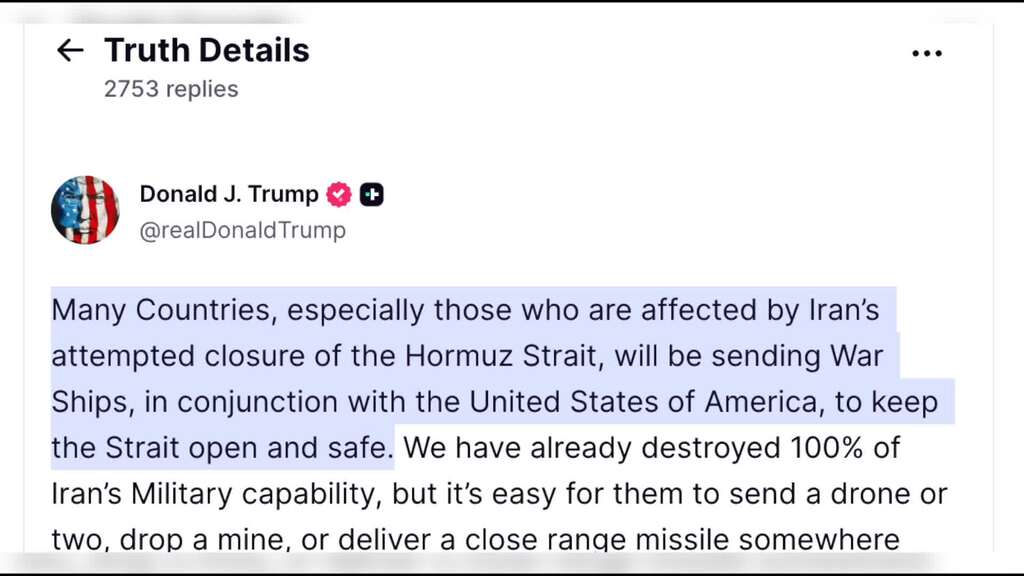 Trump fordert Hilfe in der Strasse von Hormus