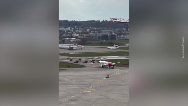 Edelweiss-Maschine wird nach Startabbruch von Feuerwehr begleitet