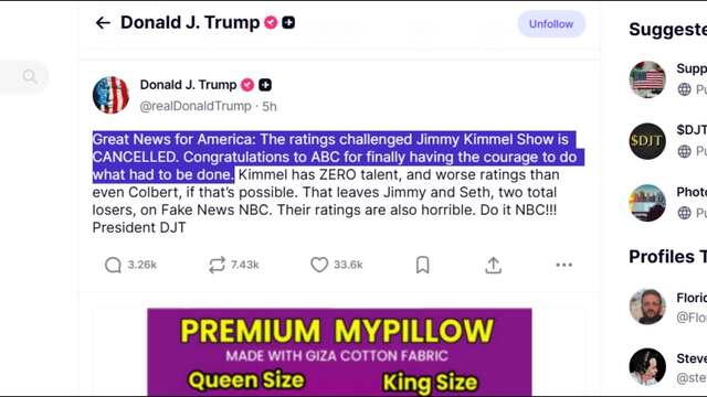 Nächste US-Talkshow abgesetzt: Kimmel büsst für Kirk-Äusserungen