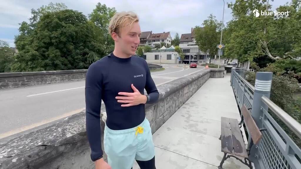 Hier stürzt sich Andri Ragettli eine Brücke hinunter