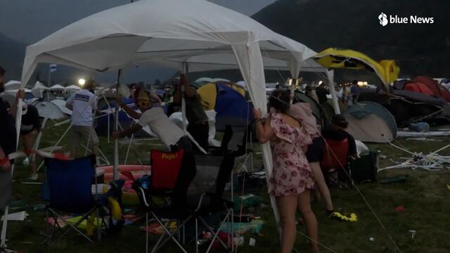 Wind zerstört Zeltplatz am Openair Gampel