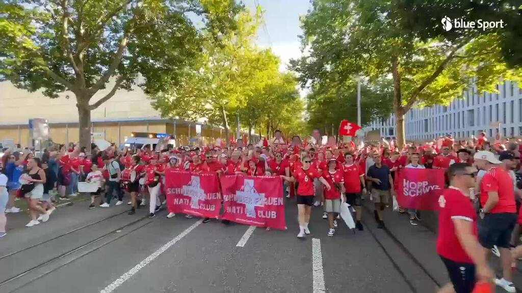 Ankunft des Fanmarsches beim Wankdorf