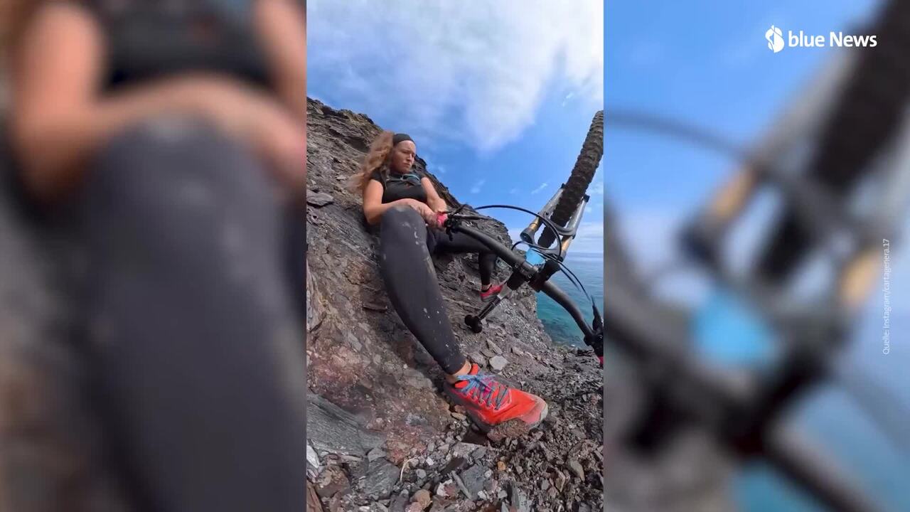 Ciclista rischia di cadere in un dirupo con la mountain bike