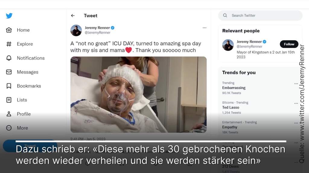 Hollywoodstar Jeremy Renner: Mehr als 30 Knochen gebrochen