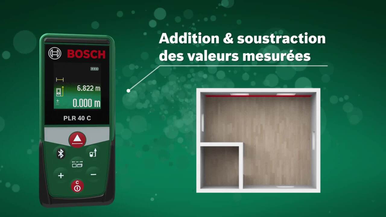 Bosch télémètre laser UniversalDistance 40C (mesure précise de distances  jusqu'à 40 m, connectivité Bluetooth, fonctions de mesure, dans boîte  carton pour e-commerce) : : Bricolage