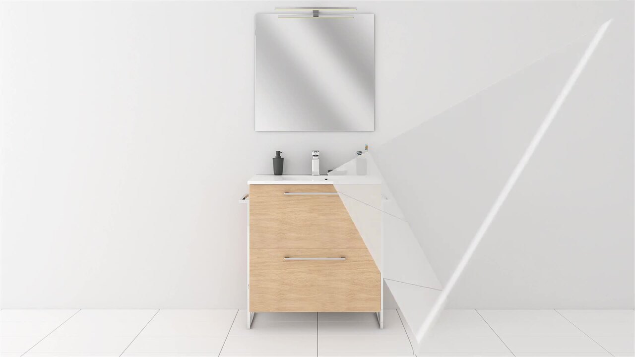 Meuble De Salle De Bains L 60 X H 58 X P 46 Cm Effet Chene Naturel Remix Leroy Merlin