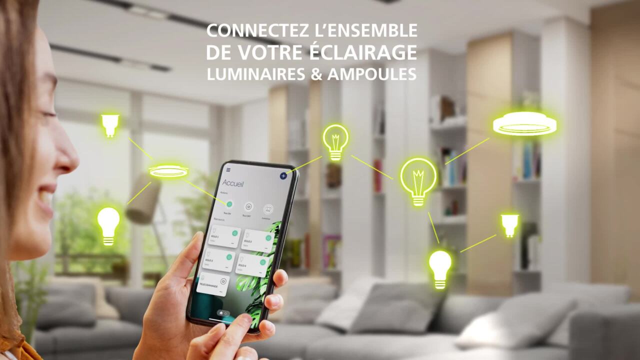 Panneau LED connecte Zigbee bluetooth, 30 x 30 cm, blanc chaud/froid et  couleurs