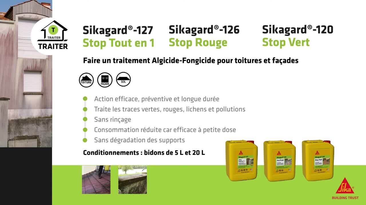 Traitement algicide et fongicide anti-traces vertes - Sikagard 120 Stop  Vert, 6L –