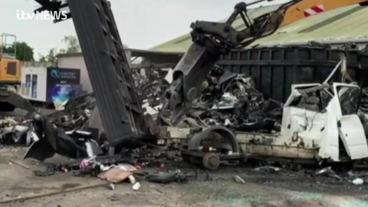 Tipper truck linked to illegal fly-tipping is crushed after being