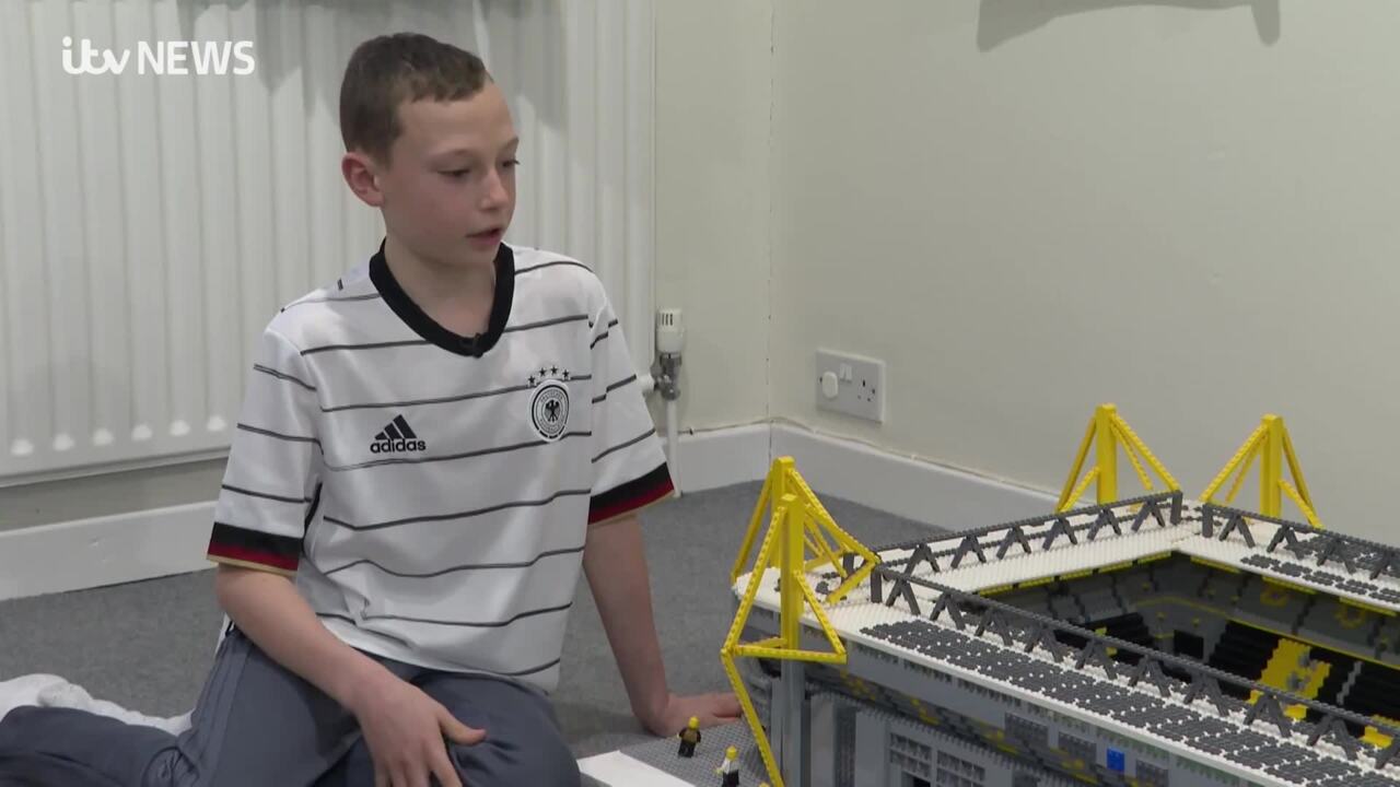 Young LEGO fan builds German football stadiums