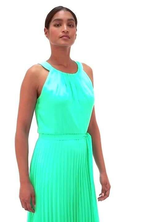 Green Pleated Halter Neck Maxi Dress | Roman UK Green Pleated Halter Neck Maxi Dress | Roman UK