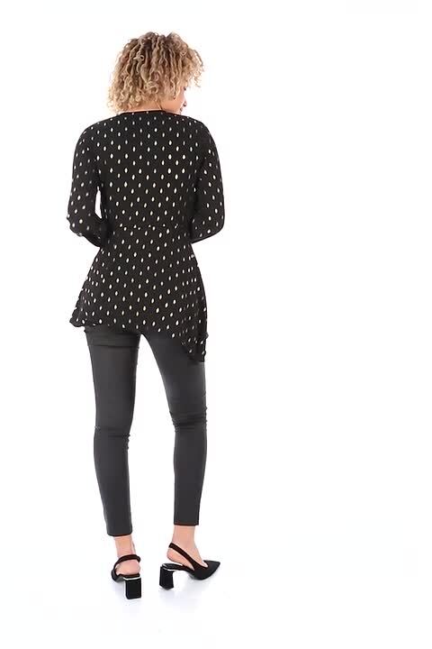 A New Day Polka Dots Black Casual Pants Size 14 - 43% off