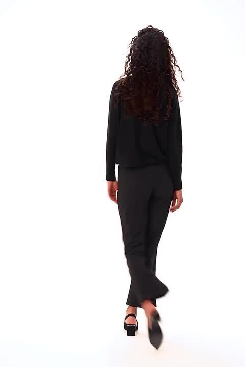 Flared Stretch Trousers in Black - Roman Originals UK