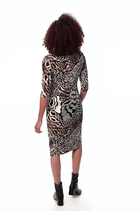 81 PLS-C {Touch Of Color} Brown Leopard Print Dress EXTENDED PLUS