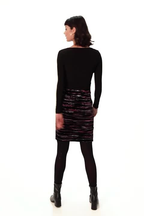 Glitter Stripe Velvet Pencil Skirt in Pink - Roman Originals UK