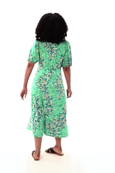 chinese dress ladies Blue Print Empire Waist Midi Dress | Ladies Fashion main image 1