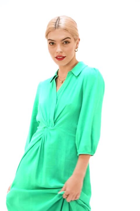 Green Dusk Twist Front Maxi Shirt Dress | Dusk UK
