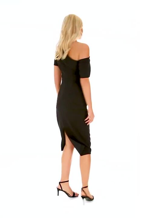 One Shoulder Crepe Dress in Black - Roman Originals UK