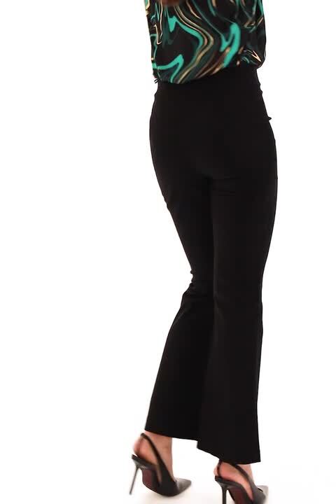 Full Length Boot Cut Stretch Trouser in Black - Roman Originals UK