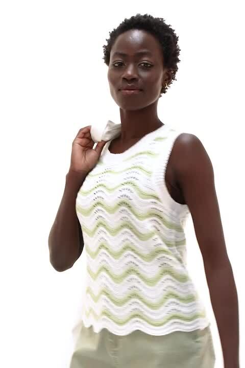 Ivory Scallop Wave Knit Vest | Roman UK