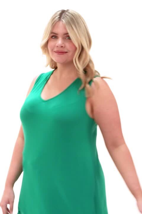 Green Curve Swing V-Neck Vest Top | Roman UK
