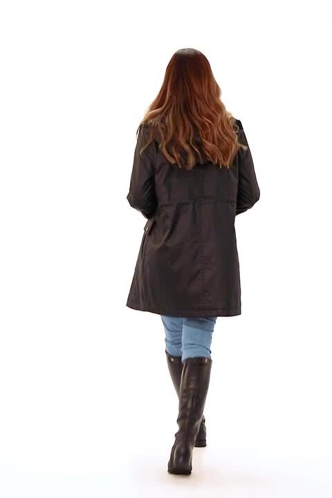 Waxed Longline Hooded Coat in Black - Roman Originals UK