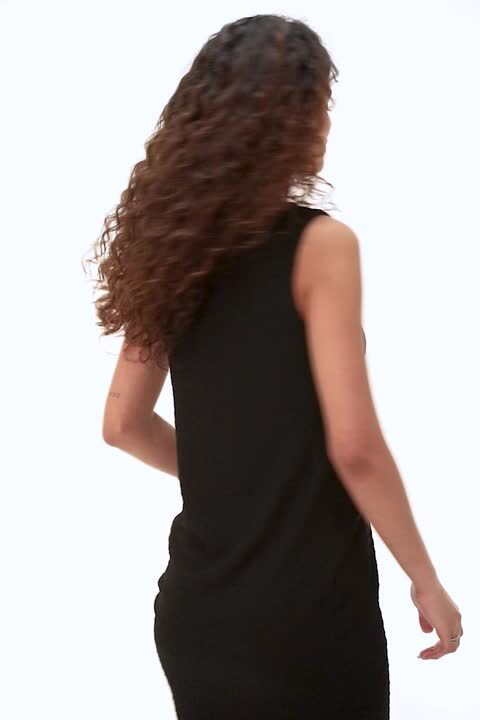 Black Textured Stretch Jersey Midi Dress | Roman UK