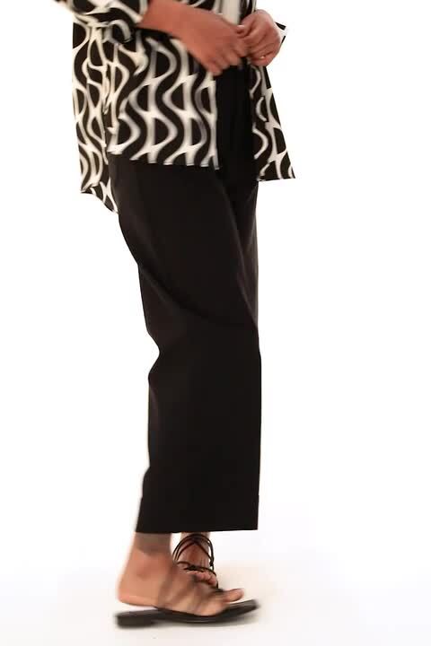 Black Pocket Detail Cropped Stretch Culottes | Roman UK