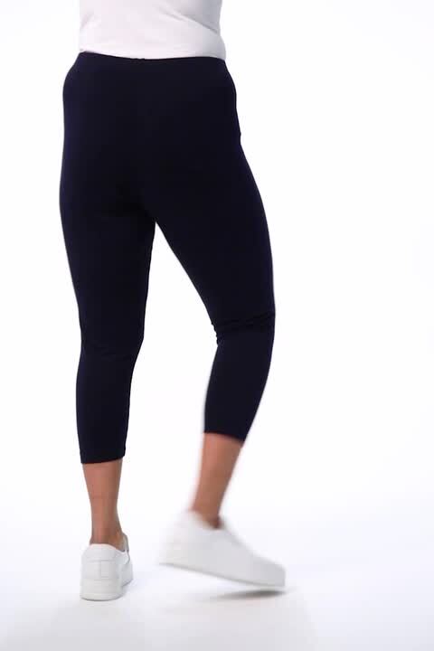 Womens Plus Size Stretchy Plain 3/4 Under Knee Crop Capri Leggings