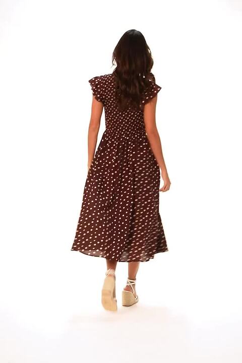knee length dresses for ladies Brown Gingham Heidi Midi Dress