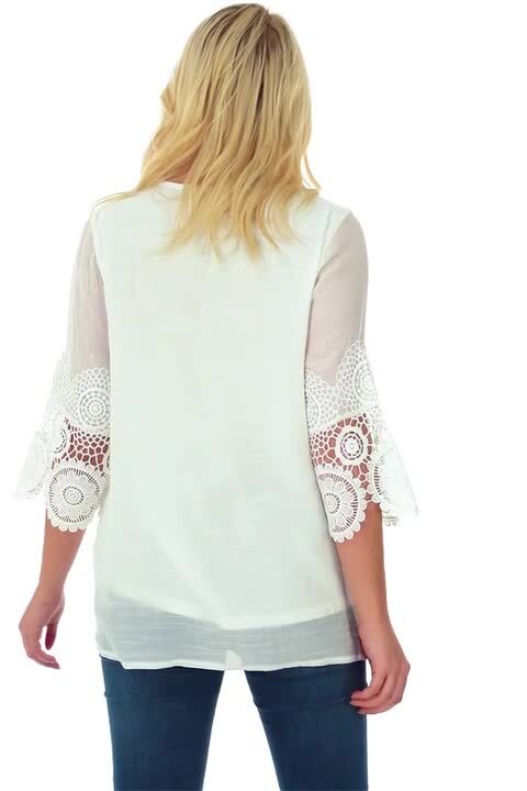 Rosemary Lace Tunic Top in Cream