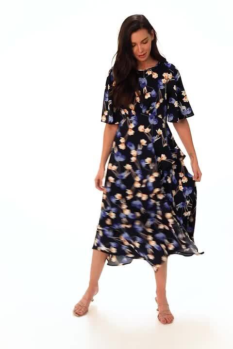 sachin and babi light blue dress Dorothy Perkins DP Luxe Blue Floral Printed Jacquard Chiffon Ruffle Front  Sleeveless Midi Dress