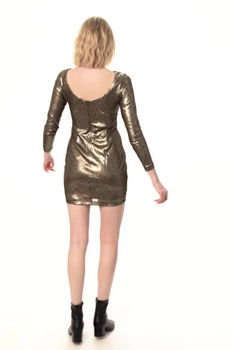 Gold Sequin Mini Dress in Gold - Roman Originals UK Gold Sequin Mini Dress in Gold - Roman Originals UK