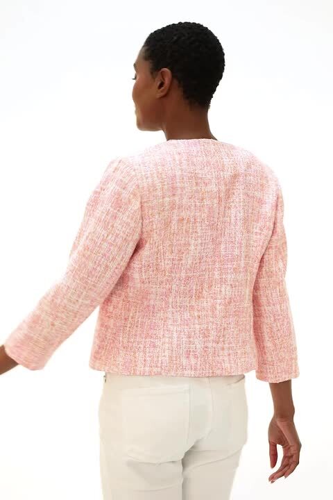 Bright Pink Smart Textured Boucle Jacket | Roman UK