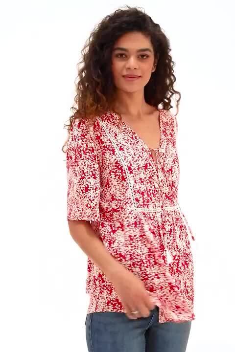 Flowers in her hair cheap smock detail tunic top