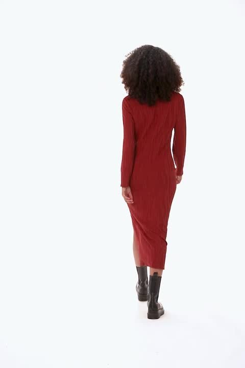 rust textured ruched long sleeve midaxi dress red Knit Long Sleeve Midi Dress | Womens | X-Small (Available in S, M, L, XL) | Polyester/Spandex