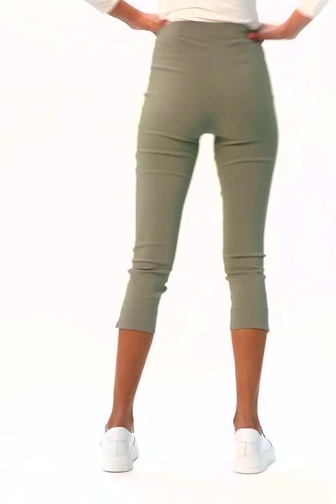 Cropped Stretch Trouser in Khaki - Roman Originals UK