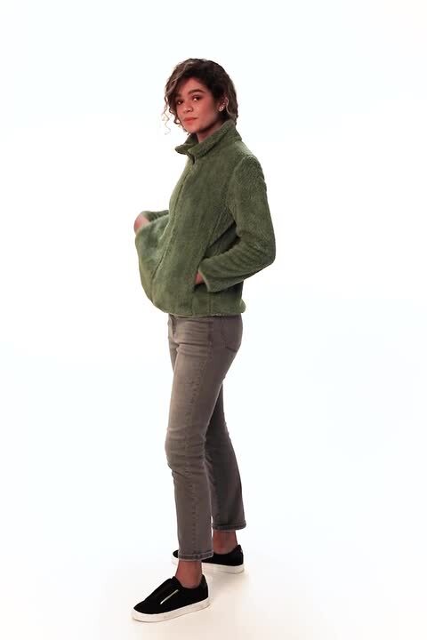Soft Sherpa Fleece Jacket in Light Grey - Roman Originals UK