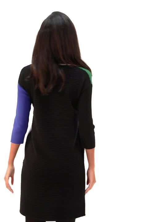 Royal Blue Colour Block Ribbed Knit Dress | Roman UK