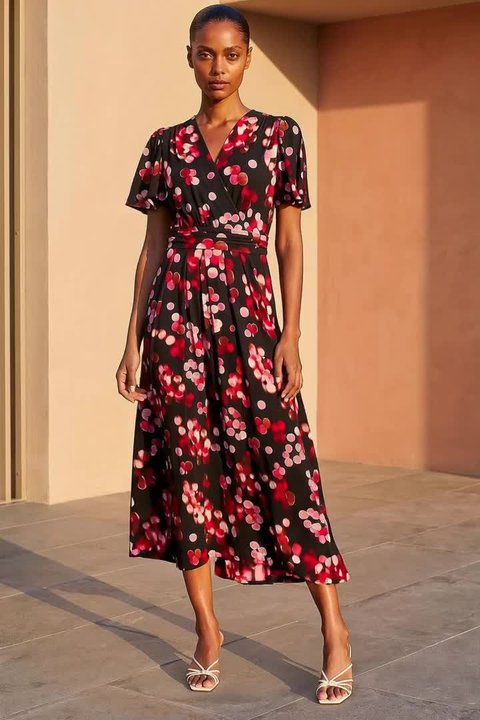 Ladies Dresses Red Dot Wrap Dress Heart Polka Dot Wrap Dress Vintage Inspired Fashion Accessories 40s